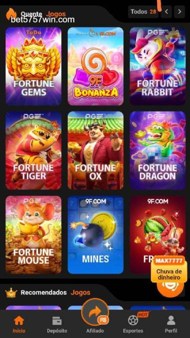 Aplicativo móvel 5757WIN para iOS e Android